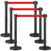 Yaheetech Set of 6 Retractable Belt Stanchion, Red