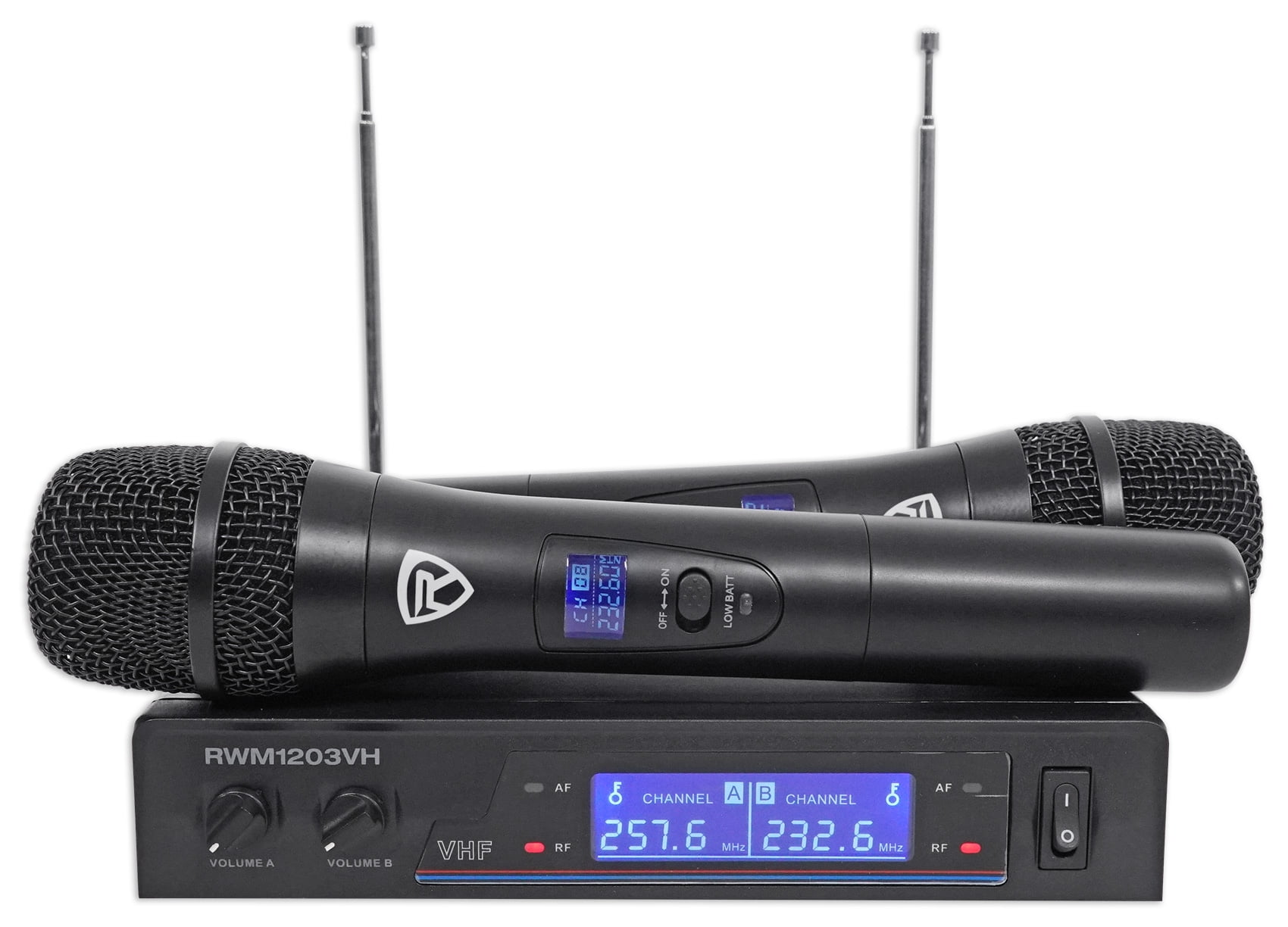 Rockville RWM1203VH VHF Wireless Dual HandHeld Microphone System/Digital Display