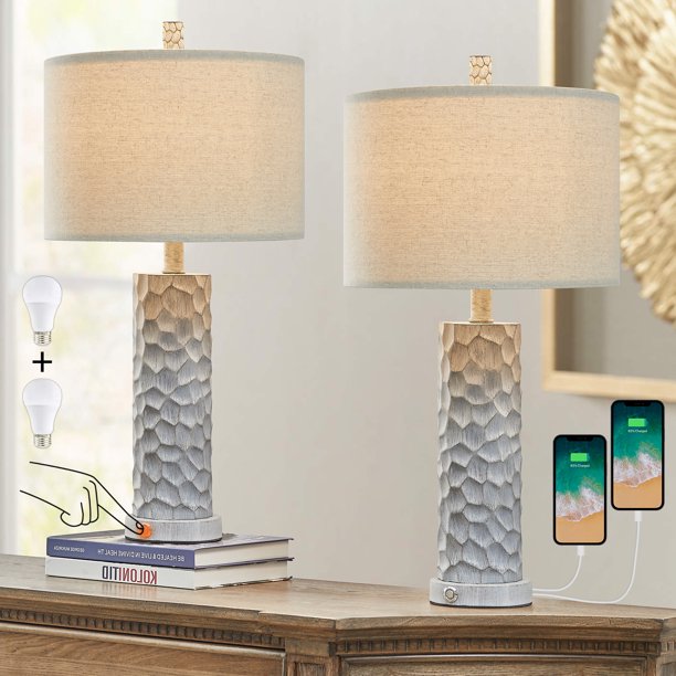 Oneach 25" Table Lamps for Living room with USB Ports 3Way Dimmable