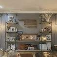thumbnail image 6 of Industrial Iron Pipe Shelves, 3 Set 3-Tier, 28" Tall, 12" Depth, DIY Open Bookshelf Bookcase, Wall Mounted Vintage Retro Shelving, Rustic Farmhouse Pantry Kitchen Storage, Black Shelf Brackets, 6 of 10