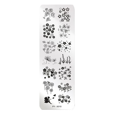 YDLCAFD Oui Barres Assortiment Pack Plaque d'Impression Ongle Plaque d'Impression en Acier Inoxydable Plaque d'Impression Film Bleu Plaque en Acier Série Géométrique Florale Colorée Gabarit de Transfert d'Impression