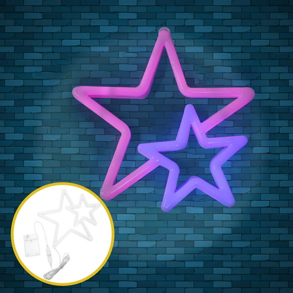 EXHUMKY LED Neon Light 1Set for Wall Decor Star Shaped Creative Design