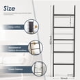 thumbnail image 5 of 5-Tier Blanket Ladder Wooden, Non-Folding 4.8FT(57.5'') Blanket Quilt Holder Rack, Easy Assembly, Rustic Farmhouse Decorative Ladder Shelf for The Living Room Bedroom Home Decor, Black, 5 of 17