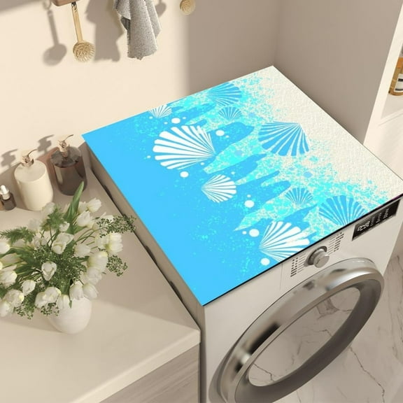Beach Shells Washing Machine Dust Cover 19.7" x 23.6" Non-Slip Washer Dust Covers Pad Washer Dryer Top Mat for Laundry Room Kitchen Microwave, Refrigerator