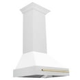 thumbnail image 2 of ZLINE 30 In. Autograph Edition Wall Mount Range Hood in DuraSnow Stainless Steel with White Matte Shell and Champagne Bronze Han, 2 of 5
