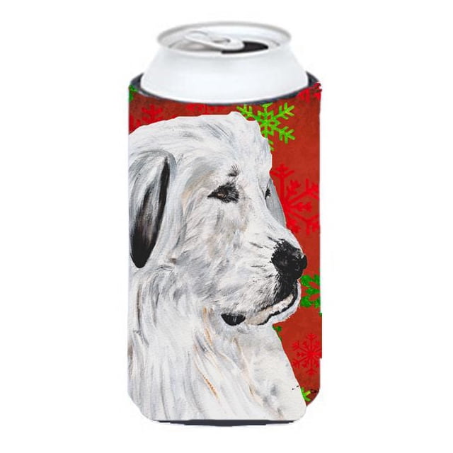 Great Pyrenees Red Snowflakes Holiday Tall Boy bottle sleeve Hugger - 22 To 24 Oz.