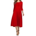 thumbnail image 1 of Generic 2025 Autumn New round Neck Half Sleeve Solid Color Wide Hem Dress, 1 of 1