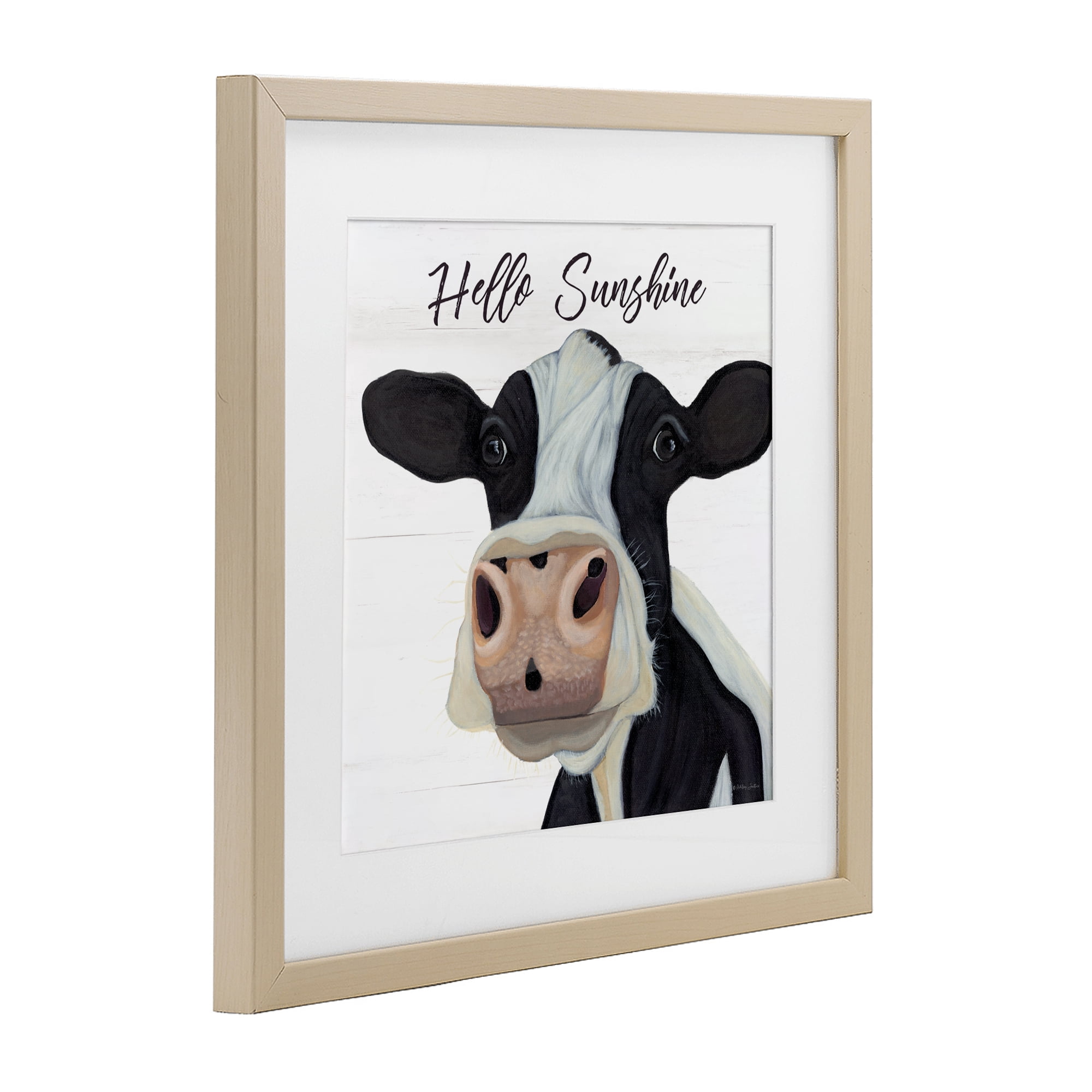 Stupell Industries Hello Sunshine Country Cow Birch Framed Print Under Glass, design by Ashley Justice