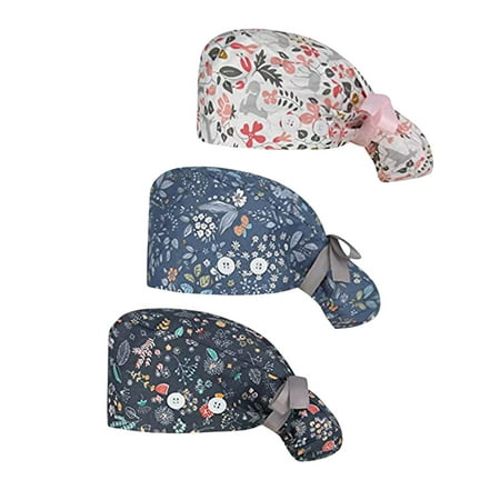 

Heiheiup Womens Bouffant 3PC and Hat Cap Scrub Mens for With Buttons With Sweatband Baseball Caps Cotton Hats