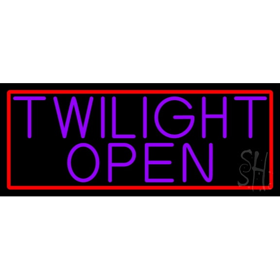 Purple Twilight Open With Red Border LED Neon Sign 10 x 24 - inches, Clear Edge Cut Acrylic Backing, with Dimmer - Bright and Premium built indoor LED Neon Sign for Bar decor.