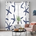 thumbnail image 5 of Navy Blue Starfish Coastal Kitchen Curtains 84 Inch Length, Nautical Summer Beach Ocean Grommet Top Bedroom Living Room Curtains, Light Filtering Cafe Curtain Drapes 2 Panels Set 84''x84'', 5 of 9