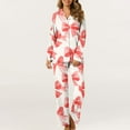thumbnail image 2 of Busydd Pajama Sets for Women 2 Piece Long Sleeve Lapel Tops and Pants Loungewear Set Fashion Bow Print Valentines Day Pajamas Casual Button Up Sleepwear, 2 of 5