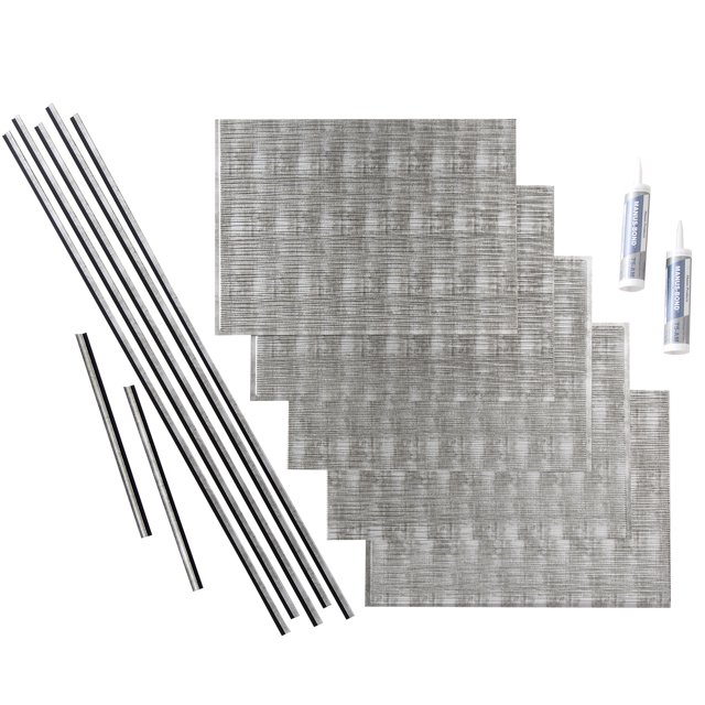 FASÄDE Ripple Decorative Vinyl Backsplash 15 sq ft Kit in Crosshatch Silver
