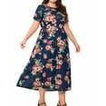 thumbnail image 6 of Nmnitkp Dresses for Women Fashion Style Summer Dress Plus Size Womens V Neck Floral Cocktail Party Midi Dresses with Pocket, 6 of 6