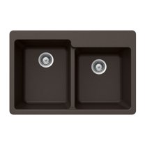 Houzer Quartztone 33 in Mocha Granite Composite Topmount 60/40 Double Bowl Kitchen Sink - M-175 MOCHA