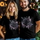thumbnail image 3 of Camisetas casuales de manga corta con estampado de flores negras en acuarela para hombre. Camisetas gráficas., 3 of 8