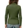 thumbnail image 3 of Nokdvo Sweaters Womens Fashion Knit Mockneck Long Sleeve Solid Color Sweaters Fall Winter Casual Loose Ribbed Pullover Top,Army Green 2XL, 3 of 4