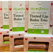 sky organics 3 pack -ONE TRUE LOVE Tinted Lip Balm Trio, Sugar Plum, Pink Crush, Sweet Sparkle, Limited Edition, Castor Oil, Argan Oil