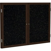 Ghent's Wood 48" x 60" 2 Door Enclosed Rubber Bulletin Board in Speckled Tan