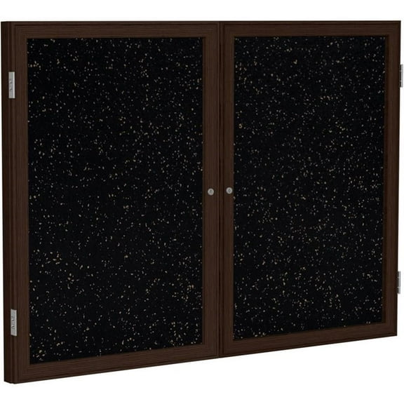 Ghent's Wood 48" x 60" 2 Door Enclosed Rubber Bulletin Board in Speckled Tan