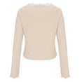 thumbnail image 4 of FRSASU Women Y2K Lace Patchwork Tee Top Long Sleeve Fairy Grunge T-Shirts Vintage Aesthetic Slim Top Beige, 4 of 6