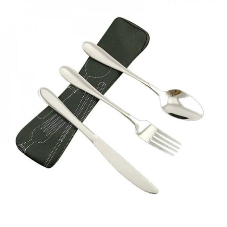 

3 Pcs/Set Stainless Steel Flatware Set Fork Spoon Cutter Utensils Portable Outdoor Picnic BBQ Outdoor Tableware