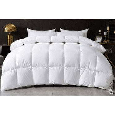 Down Comforter, Down Duvet, Queen Size Duvet Insert, Feather Comforter with Corner Loops, 55 oz Filling, for All Seasons, Hotel, Cloud White