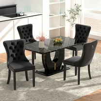 Sumdeal 5/7-Piece Dining Set, Includes a 63-inch Modern Black Faux Marble Dining Table and 4/6 Velvet-Upholstered Chairs, Perfect for Kitchens, Dining Rooms, and Offices