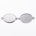 thumbnail image 2 of Tarnish Resistant 304 Stainless Steel Cabochon Connector Settings Plain Edge Bezel Cups Oval Stainless Steel Color Tray: 18.5x13.5mm 24.5x14x1.5mm Hole: 2mm DIY, 2 of 2