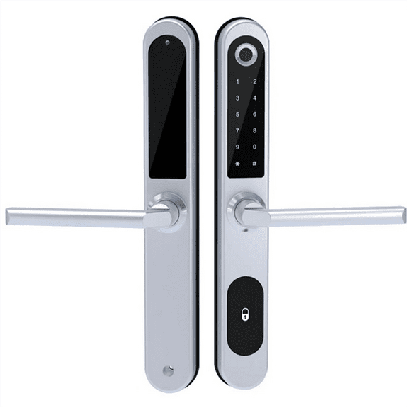 Tuya Smart Door Lock Fingerprint Biometric Waterproof Digital Electronic Lock APP IC Card Password Aluminum Alloy Lock B,1 x Electronic Lock,Silver