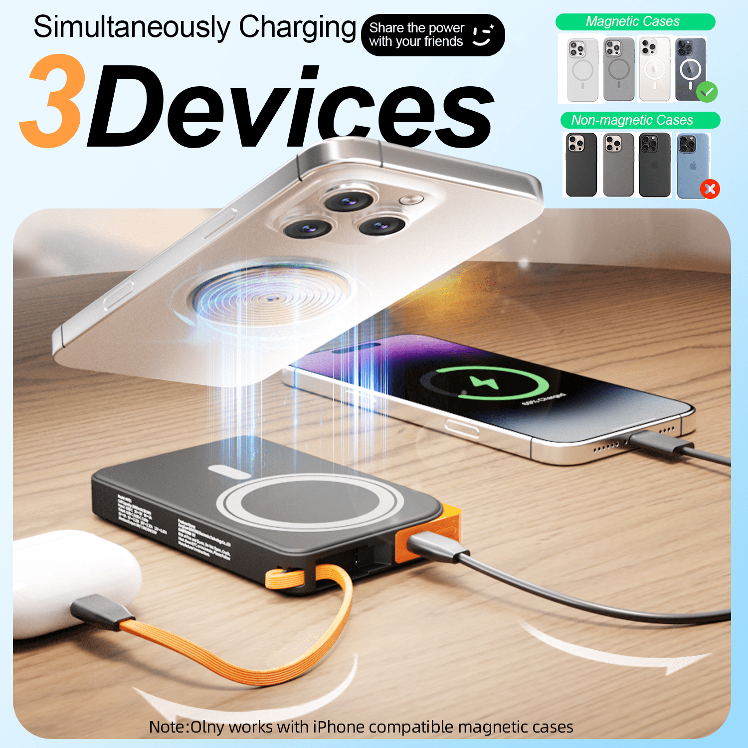 Magnetic Wireless Portable Charger, 10000mAh Power Bank 22.5W Fast Charging Battery Pack Compatible with iPhone 17/16/15/14/13 Series, Black
