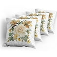 thumbnail image 5 of Ambesonne Rose Throw Pillow Cover 4 Pack, Romantic Bridal Bouquet, 20", Pale Orange Cream Green, 5 of 7