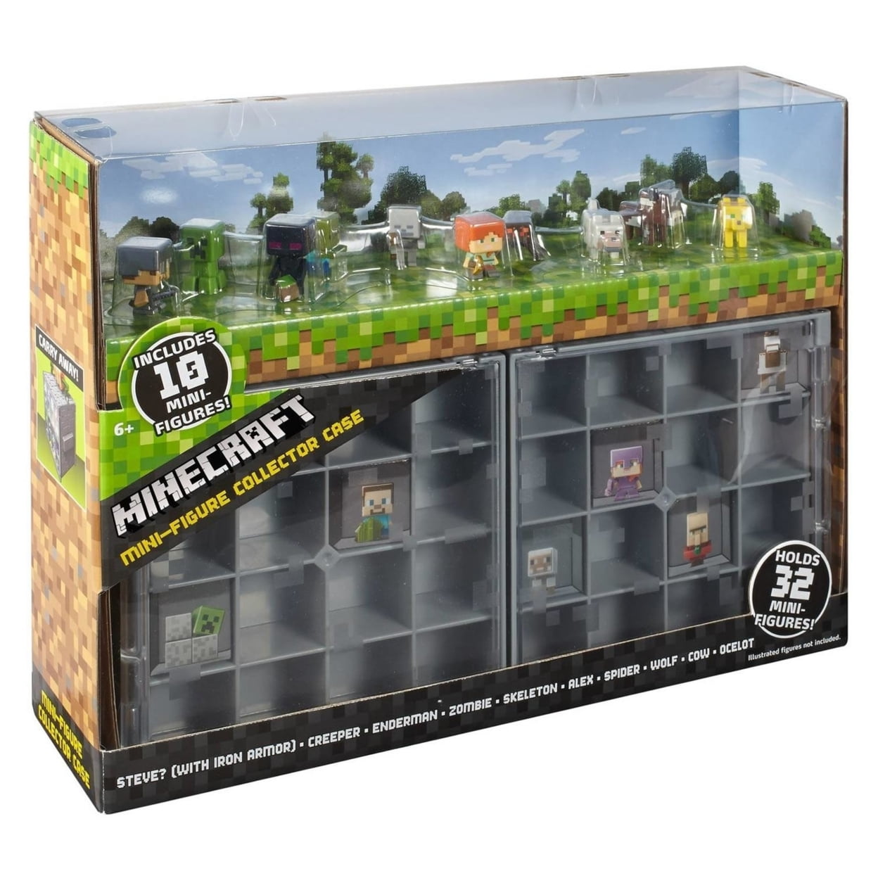 Minecraft Mojang Mini-Figure Collector Case with 10 Mini-Figures Steve Alex Mattel Toy
