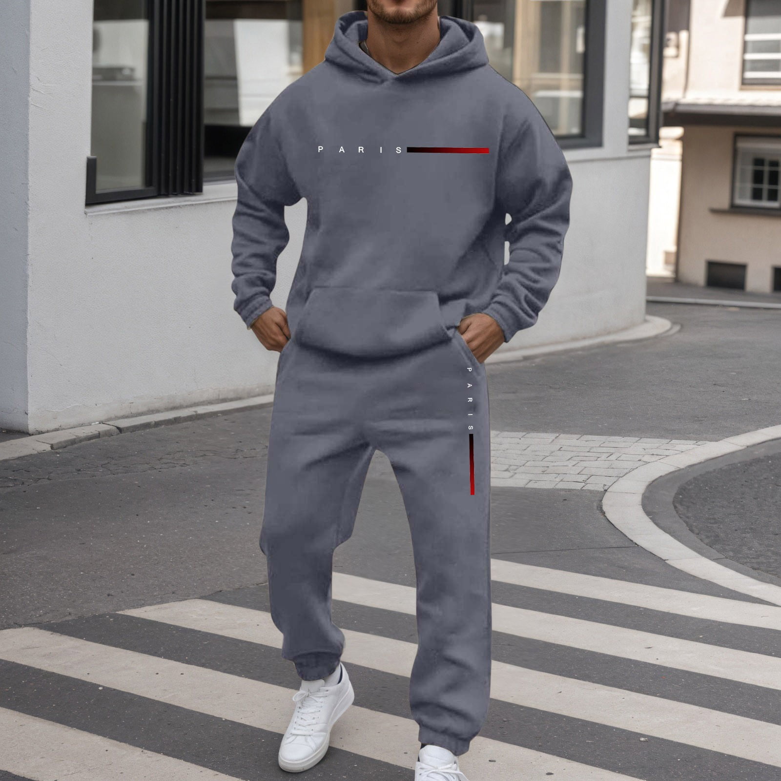 Survêtement Homme 2 Pièces Grande Taille - Sweat à Capuche Et Pantalon Jogging Ample, Confortable Pour Sport - 5