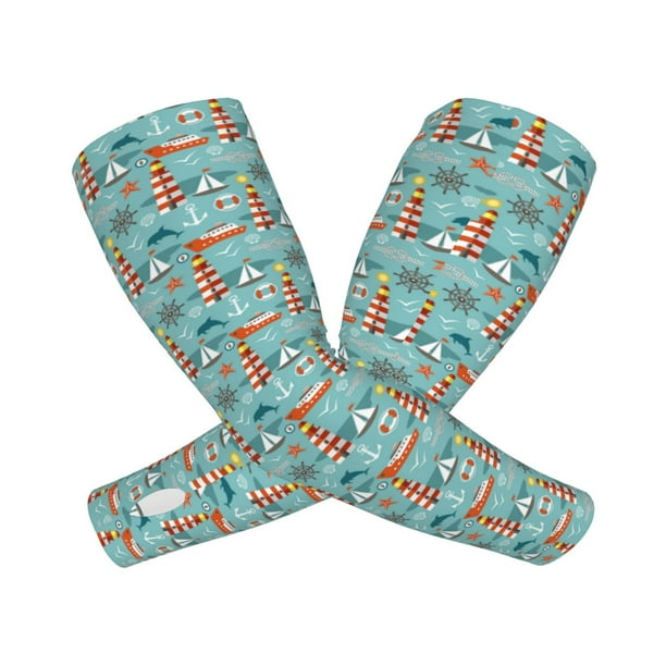 Balery Sea Lighthouse Mangas Refrescantes para Brazos para Hombre y Mujer – Transpirables y Absorbentes de Humedad para Mujeres, Hombres y Niños