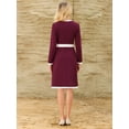 thumbnail image 5 of DARING DIVA A-Line Long Sleeve Color Block Dress S Purple Red, 5 of 7