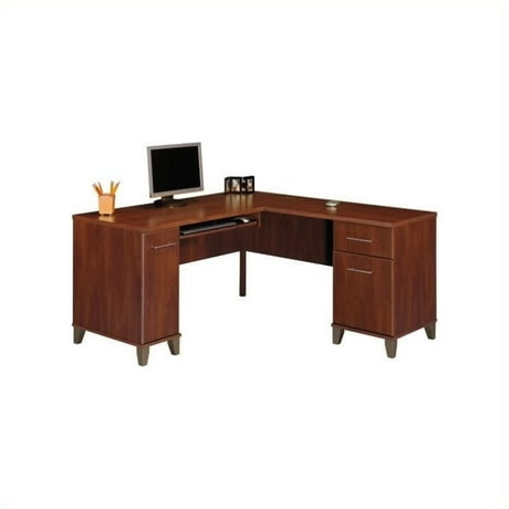 Bush Somerset 60 L Shape Wood Desk In Hansen Cherry