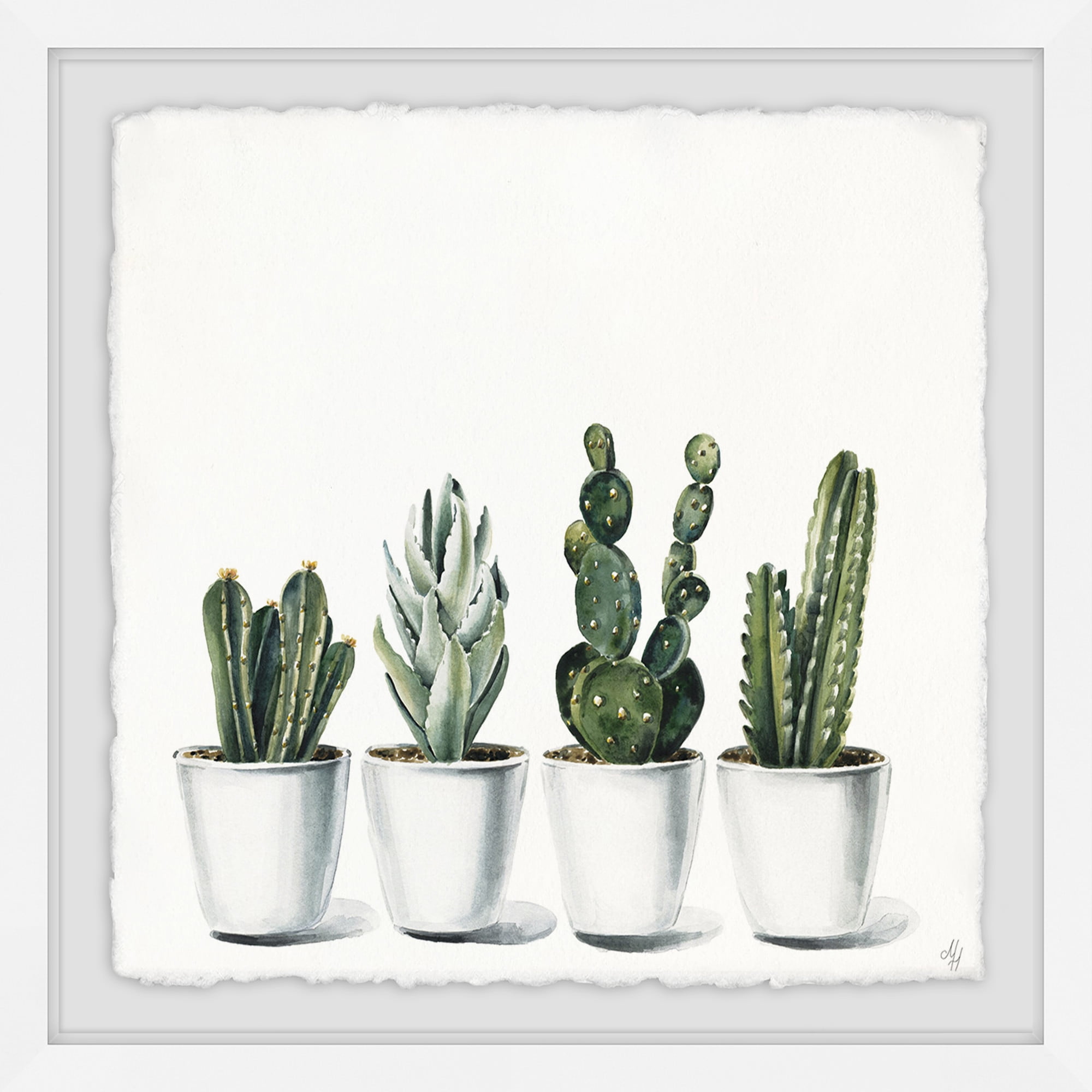 Pretty Cacti Framed Painting Art Print, 32.00" x 1.50"
