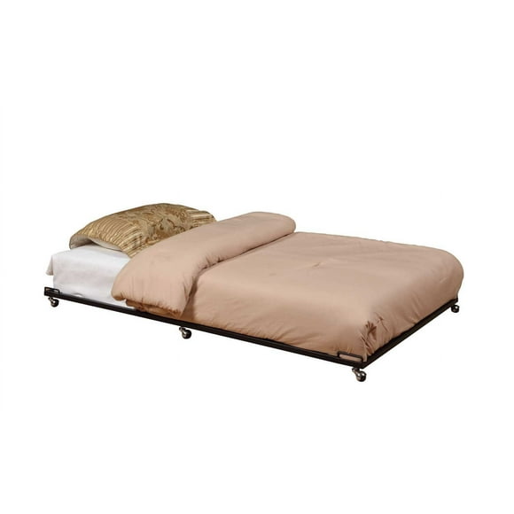 2K Furniture Designs - Twin Size Black Metal Roll Out Trundle Bed Frame for Daybed