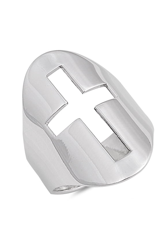 925 Sterling Silver Christian Cross Ring Size 7