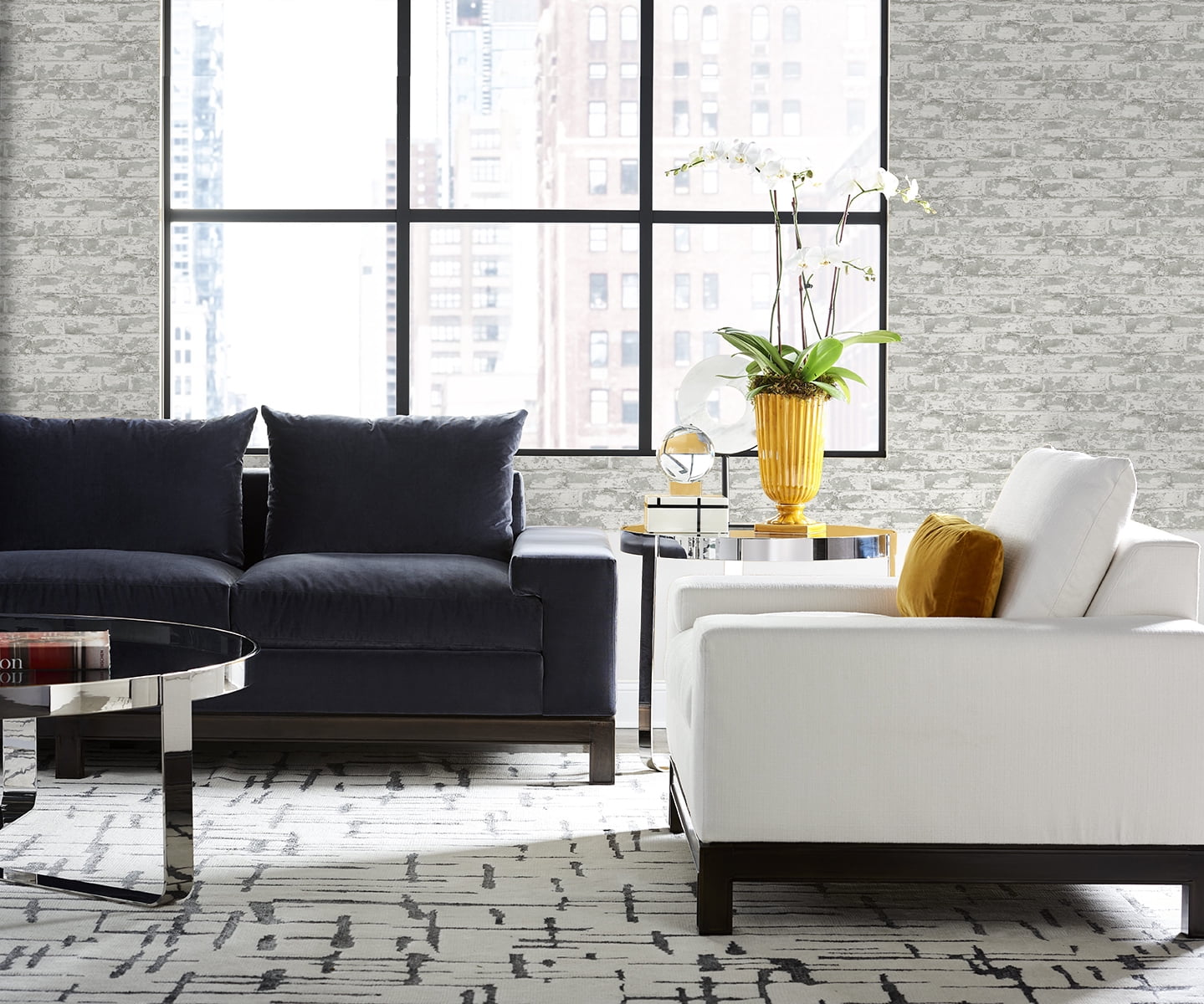 Wallquest, Inc. Luxe Haven Soho Brick Peel and Stick Wallpaper Calcutta