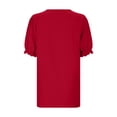 thumbnail image 5 of Blusa elegante lisa de verano con cuello en V y encaje para mujer - Camiseta cómoda de manga corta en color liso, 5 of 5
