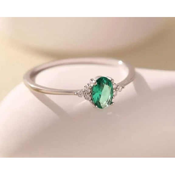 vylahjewellery 1 Ct Oval Cut Promise Ring 14K Rose Gold Moissanite Engagement Diamond Ring for Her