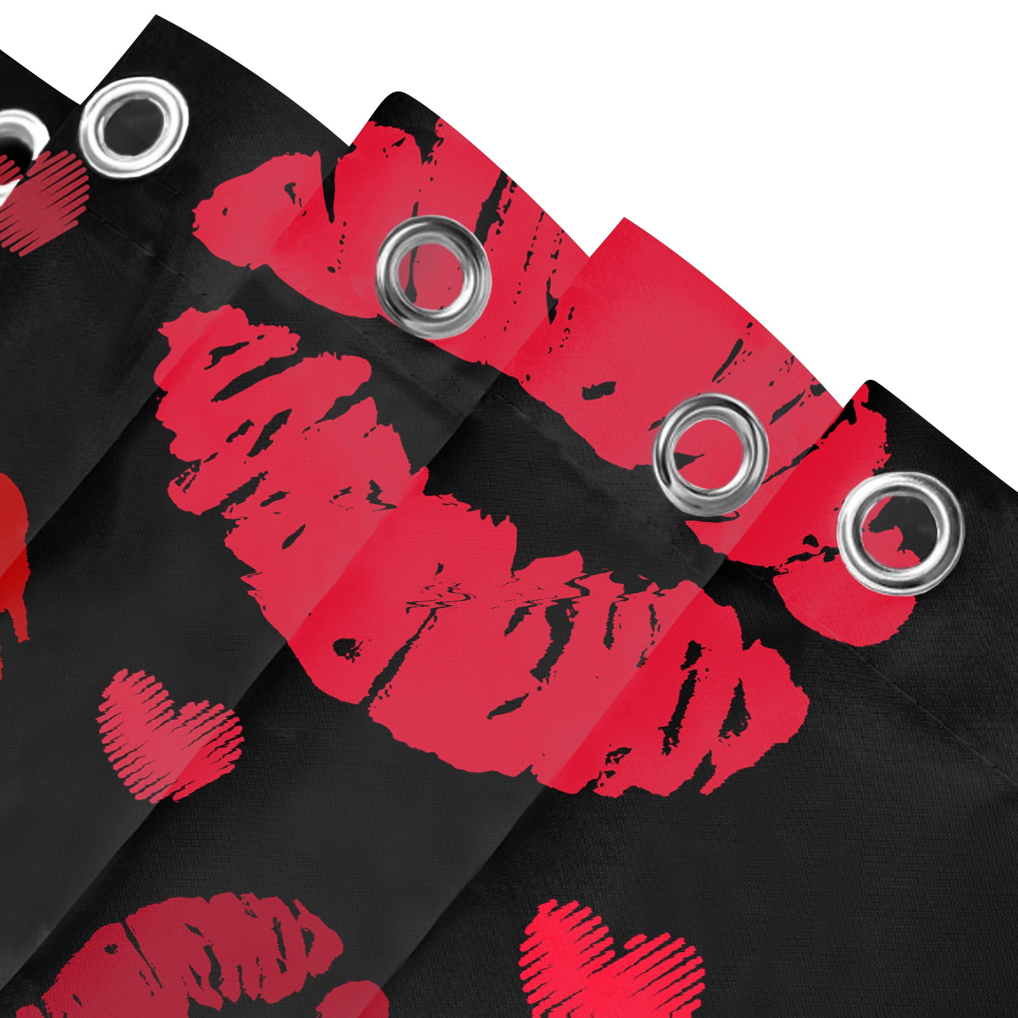 Planially 4 Pcs Shower Curtain Set with Rugs Toilet Lid Cover Mat Red Lips Bathroom Sets
