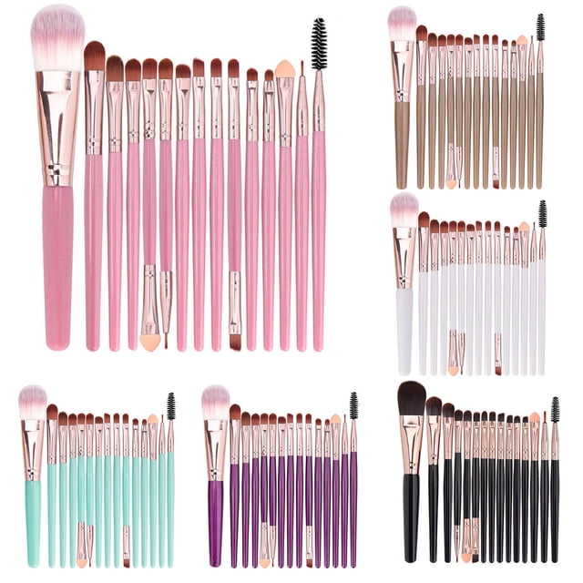 Fiudx Ofertas Del Día Juego De Brochas De Maquillaje De 15 Piezas, Herramientas De Maquillaje, Kit De Artículos De tocador, Juego De Brochas De Maquillaje De Lana