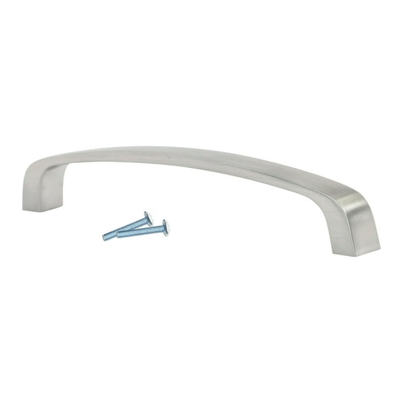 5 Pack Modern Bo Style 5-1/32" (128mm) Inch Center to Center, Overall Length 5-7/16" Brushed Nickel Cabinet Hardware Pull / Handle