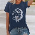 thumbnail image 2 of Trendfront Womens Astronaut Moon Graphic T Shirts Crewneck Short Sleeve Planet Space Print Casual Loose Fit Vintage Summer Tee Tops, 2 of 4