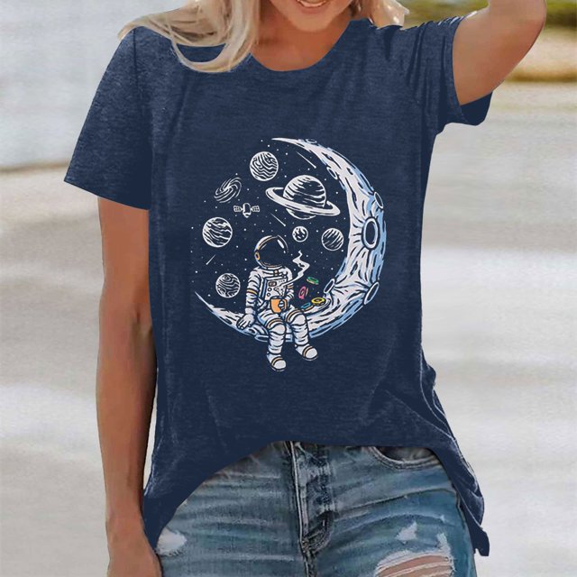 WILLBEST T-Shirt Graphique Surdimensionné pour Femmes Haut Ample Imprimé Manches Courtes 4573