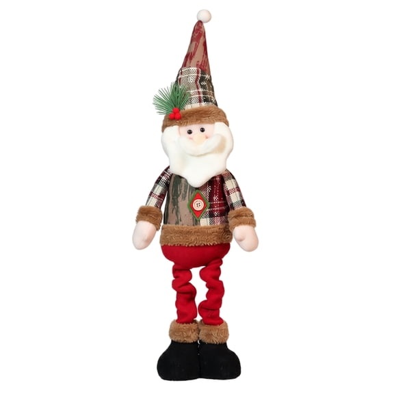 Christmas Telescoping Plush Toys, Cute Stretchable Standing Plaid Christmas Elder Stuffed Toys, Christmas Decorations for X-mas Party Display and Holiday Present for Plush Toy Enthusiasts