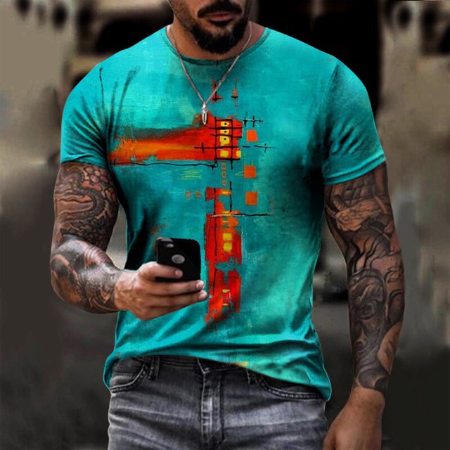 Waiimak T-Shirt Unimode pour Hommes Imprimés Graphiques Croix Manches Courtes Blouse Décontractée